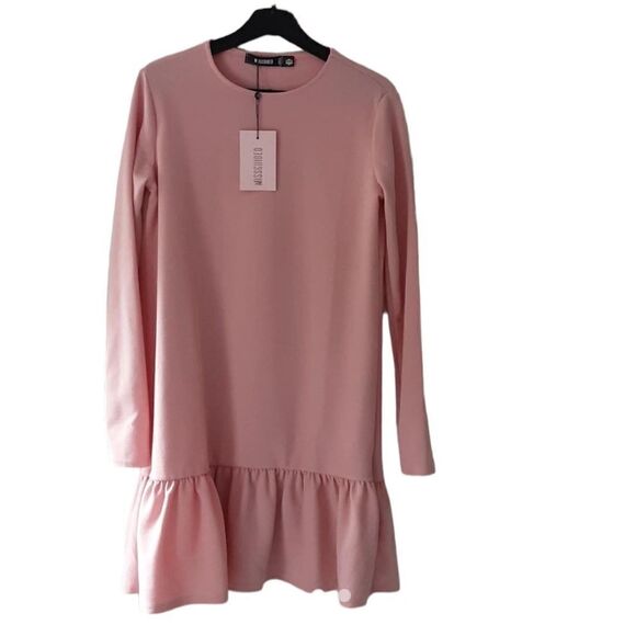 NWT MISSGUIDED PINK SMOCK DROP HEM DRESS WOMENS SIZE 4 *Very cute! - Picture 3 of 8